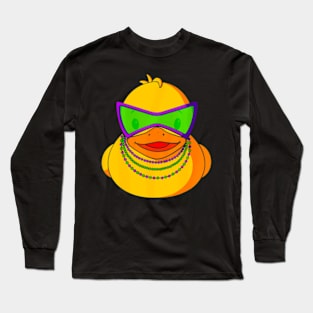 Mardi Gras Beads Rubber Duck Long Sleeve T-Shirt